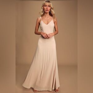 Lulu’s V Neck Sleeveless Pink Maxi Dress